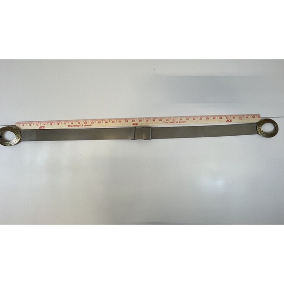 Chico's Belt Antique Gold Hammered Double Ring Closure Taupe/Grey Adjustable - Picture 7 of 7